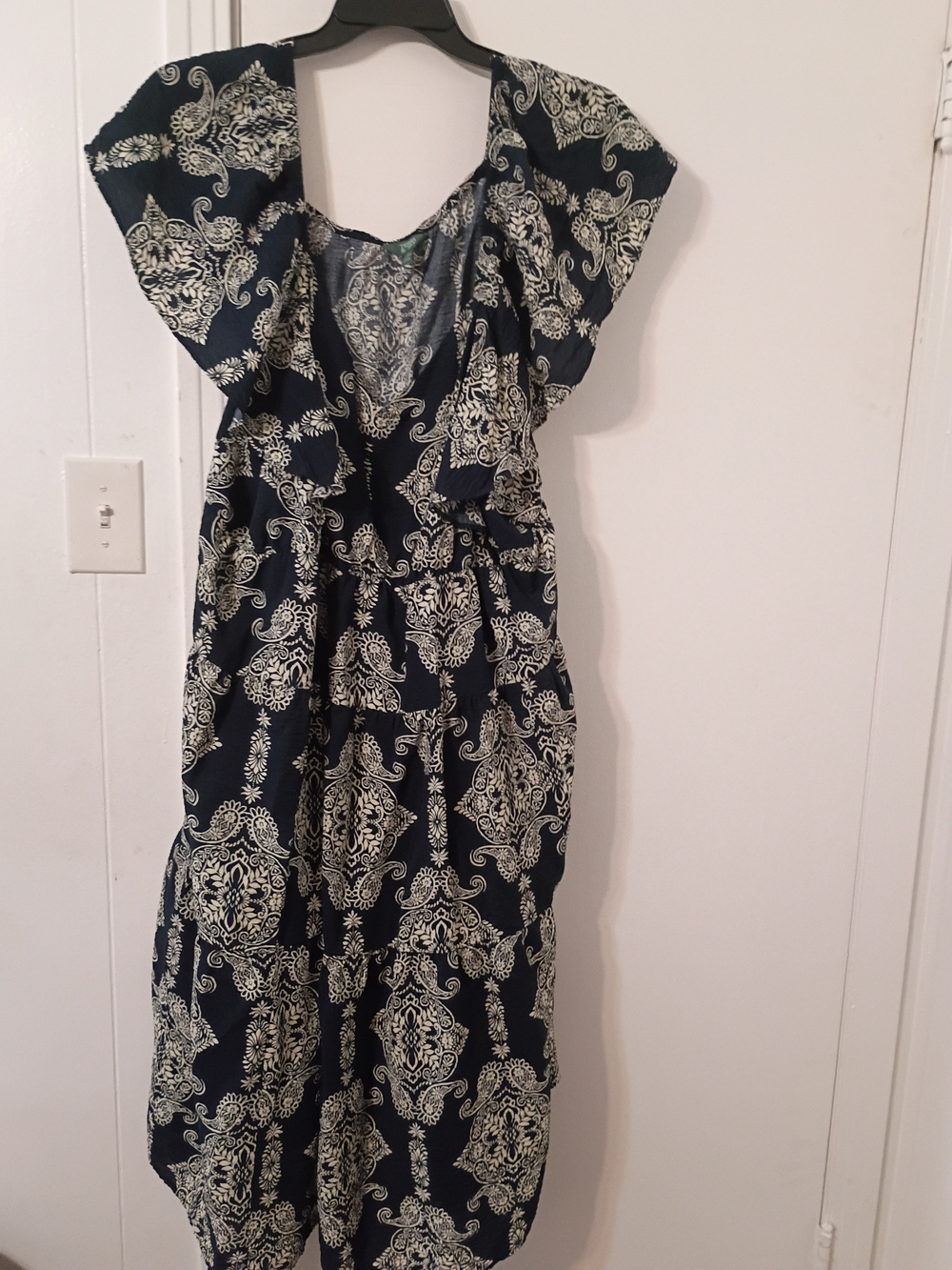 Terra & Sky Navy Maxi Dress with Ivory Medallion Print